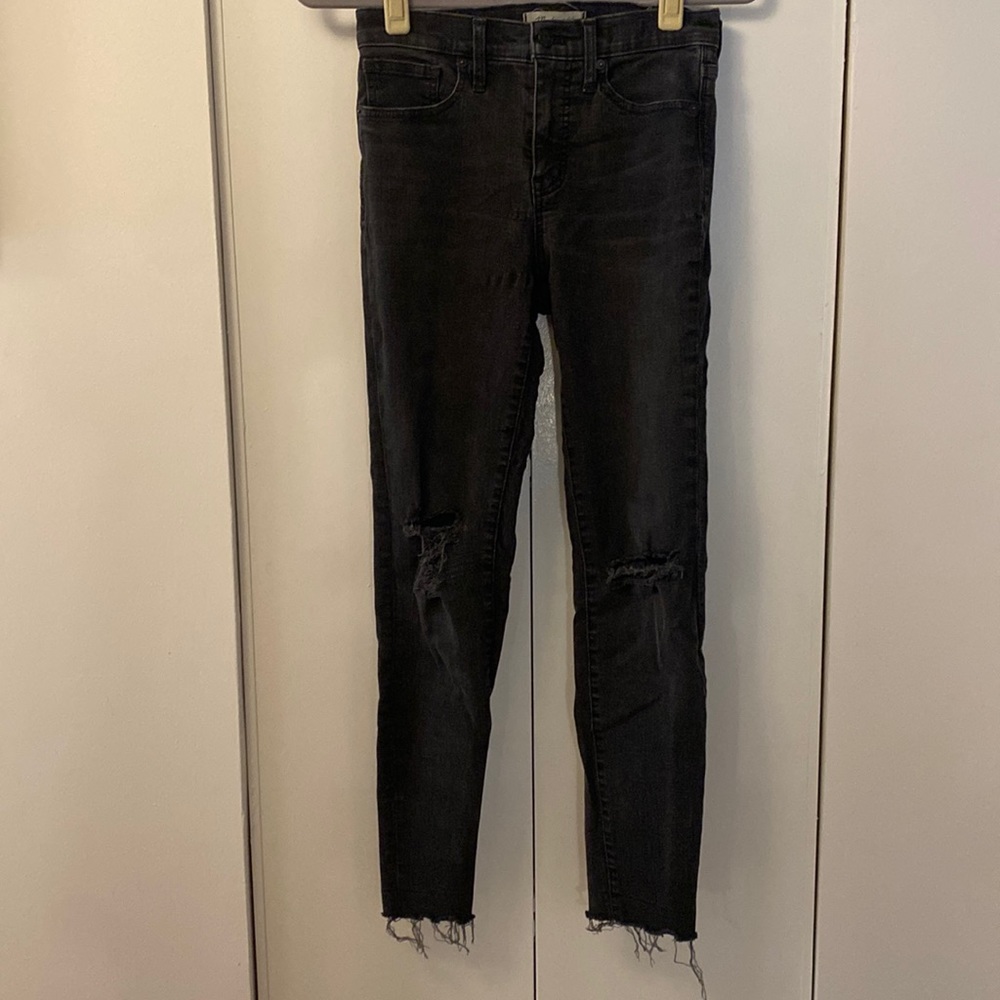 Gray Madewell high rise ripped skinny jeans